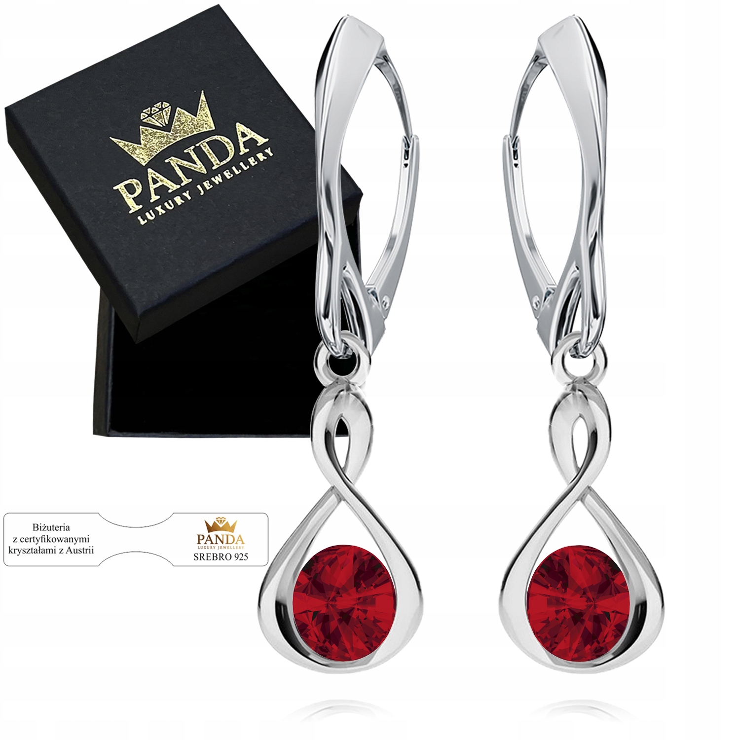 Stříbrné Náušnice Znamení nekonečna Infinity Závěsné Svatební Dárek 925