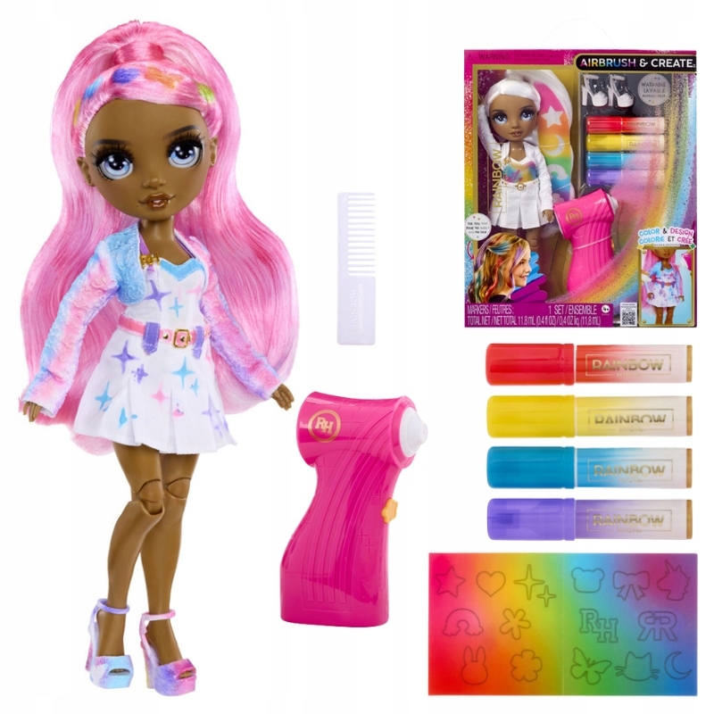 Rainbow High Airbrush & Create Lalka Z Szarymi Oczami Malowanie Markerami