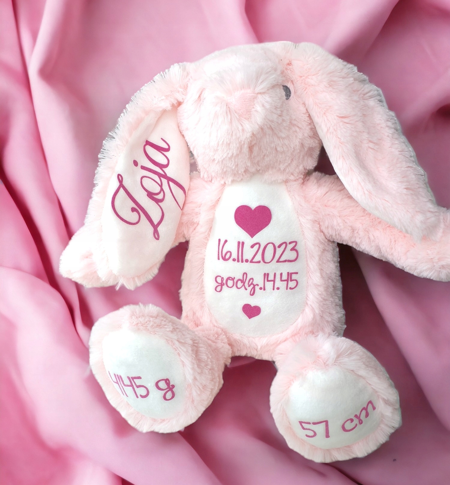 Králíček metráž dárek Křest plyšák medvídek jméno narozeniny