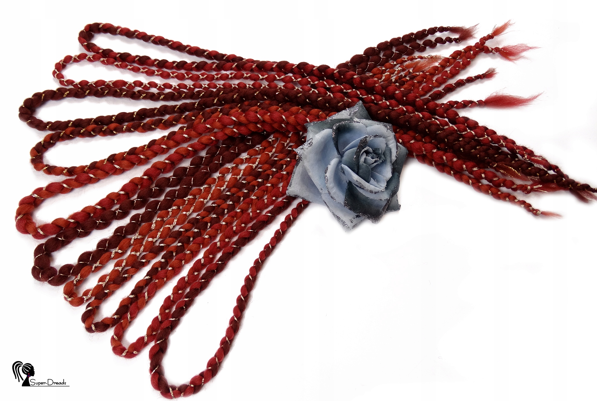 Vlněné copánky Opakovaně Použitelné Handmade, rudé, Zlatá Symfonie, 10 kusů