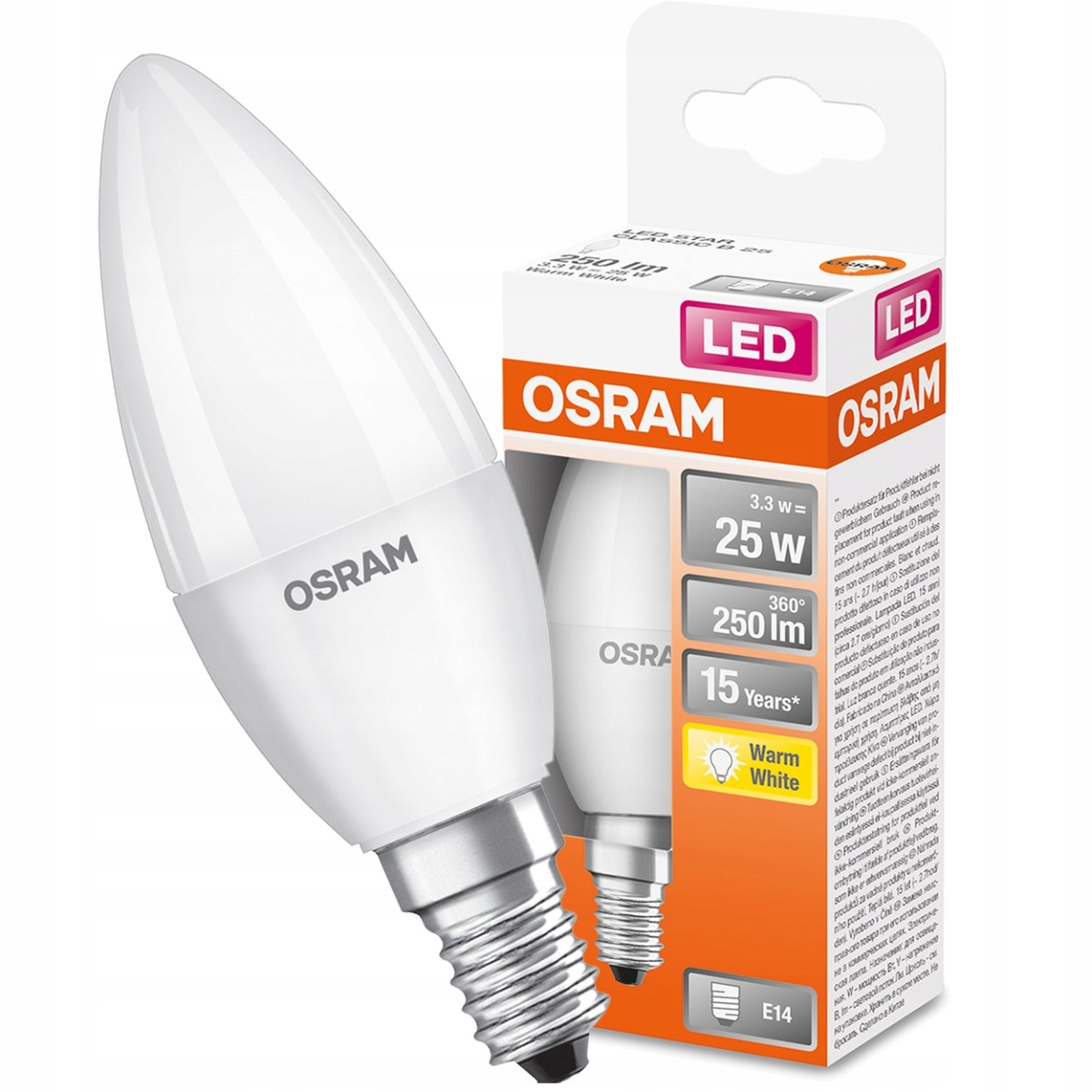 

Żarówka Led Świeczka E14 3,3W 250lm 2700K Osram