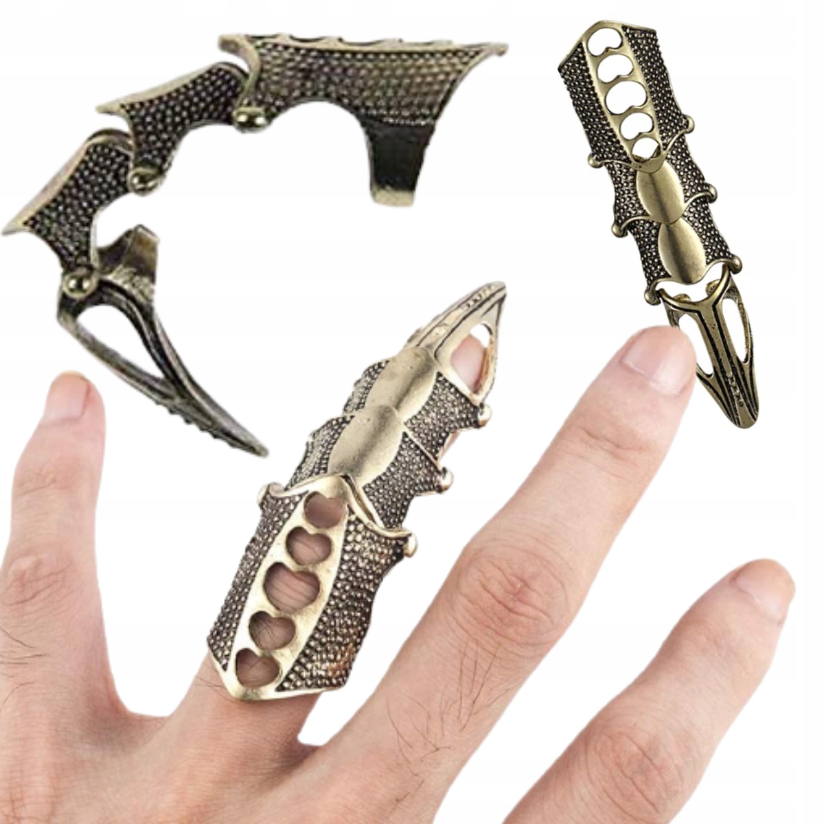 

Punkowy Pierścień Dragon Pazur Spike Ciemne Złoto