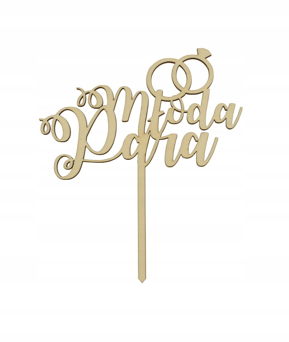 

Drewniany topper na tort, młoda para, wesele, 20cm