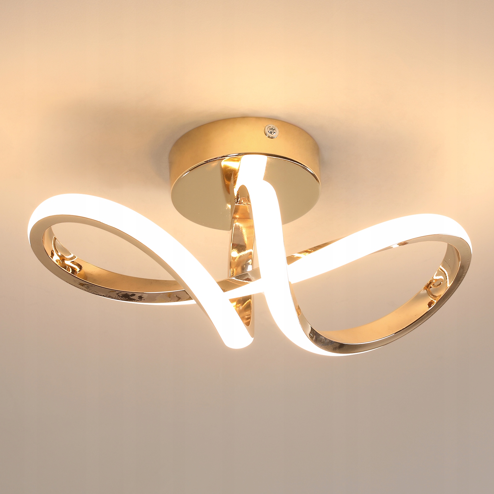 Lampa Sufitowa Plafon Led Żyrandol Złota Nowoczesna Salonu 3000K 20W 2250LM