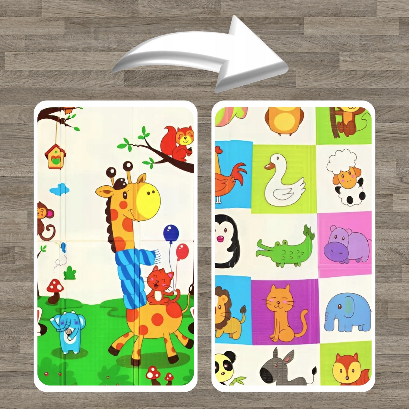 PIANKOWA MATA DLA DZIECI EDUKACYJNA DWUSTRONNA DO ZABAWY DLA DZIECI 200X180 Kolor dominujący ecru