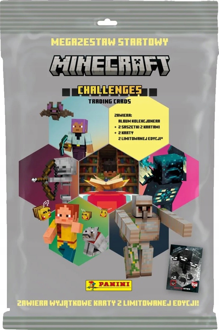 MEGAZESTAW startowy MINECRAFT Challenges + 10 Saszetek | 98 KART Stan opakowania oryginalne