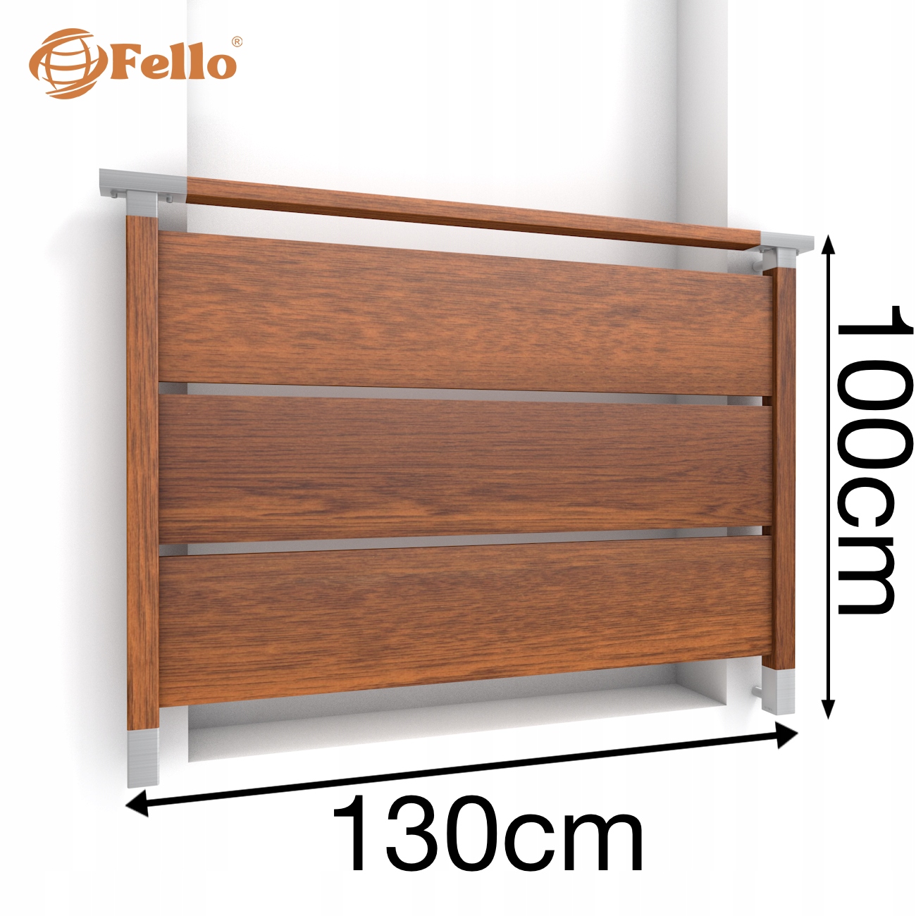 Solid Max Francouzský balkon 130 cm Zábradlí Dřevo