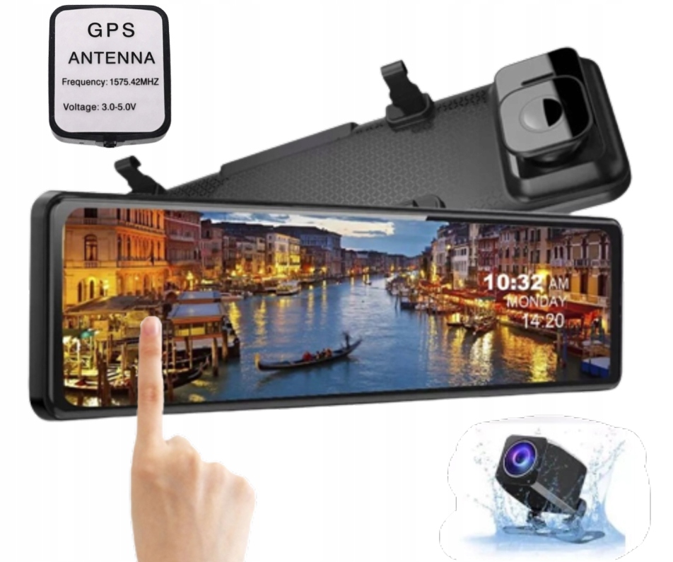 

Wideorejstrator Lusterko Kamera Cofania 4K Gps