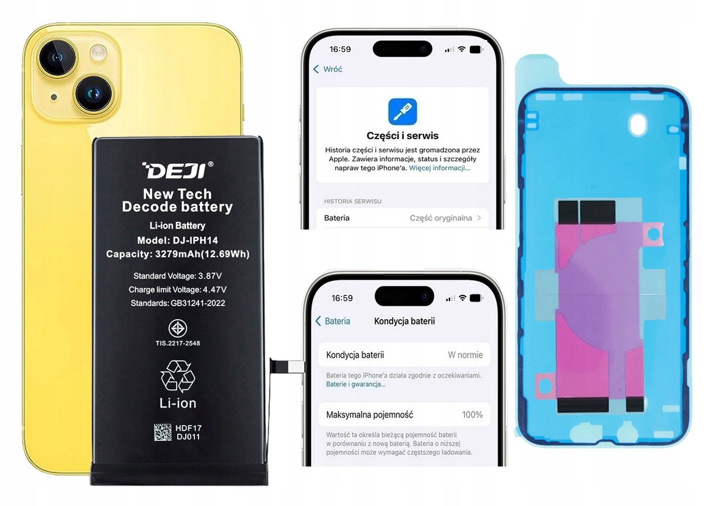 Bateria Deji 3279mAh do Apple iPhone 14 Bez Komunikatu zestaw naprawczy