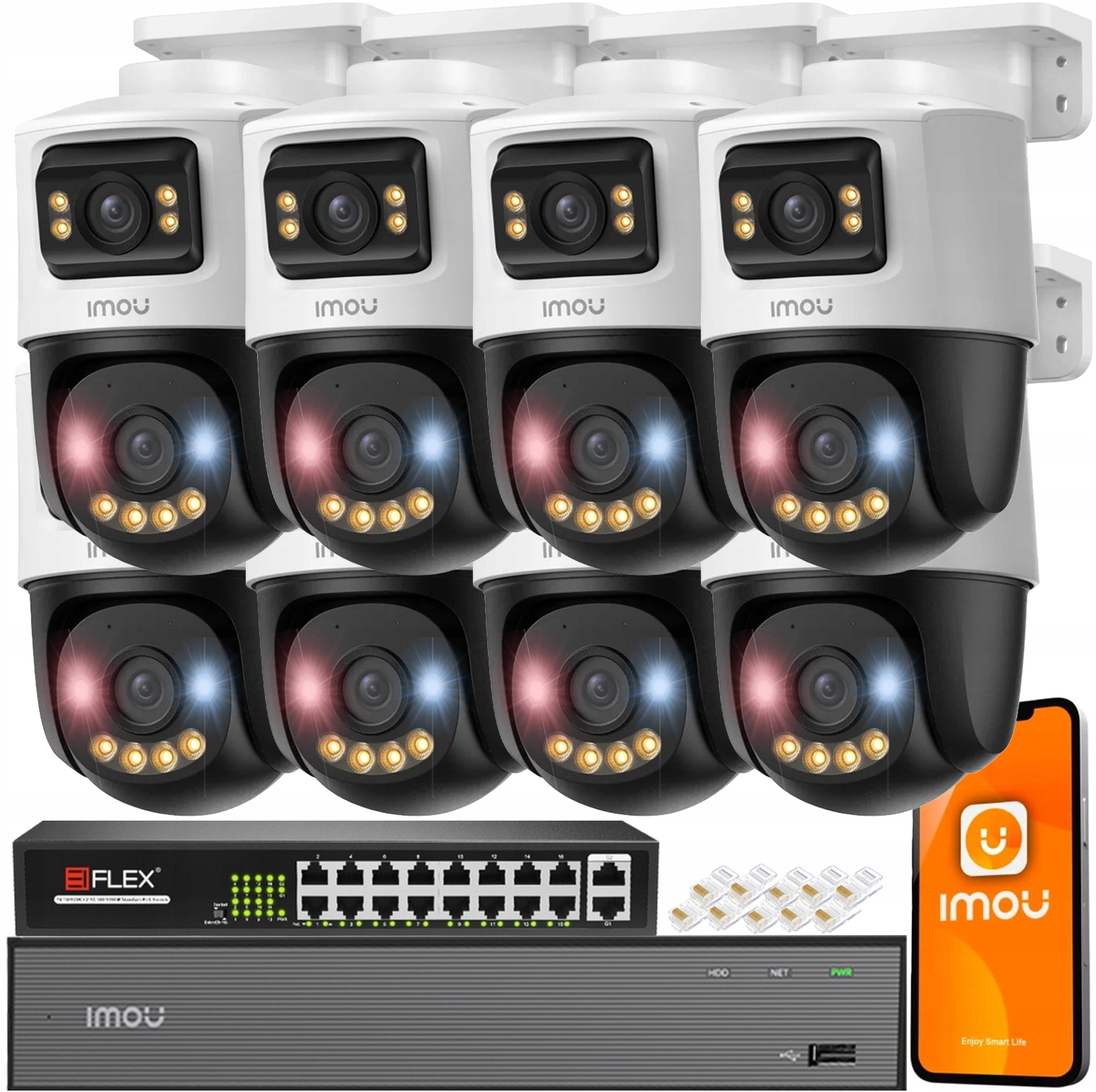 Sada 6Mpx (3Mpx 3Mpx) monitorovacích kamer 8x IPC-PS70FP-6M0 Imou Audio Led