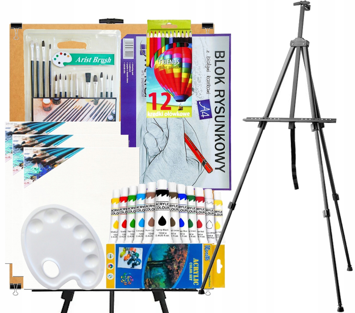 MALARSKI ZESTAW na prezet SZTALUGA PŁÓTNA FARBY