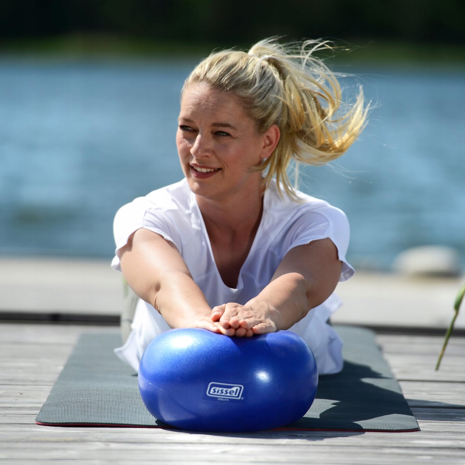 SISSEL Pilates Piłka Soft Niebieska 22 cm Bez PVC i Lateksu Do Ćwiczeń — miniatura 7