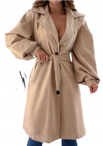 Dámský Béžový Klasický Přechodový Kabát S Lodem