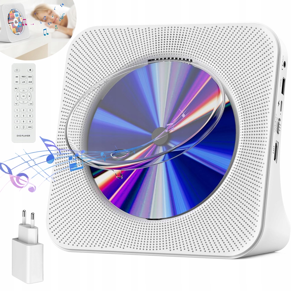 Přenosný CD Přehrávač Bluetooth Reproduktor Dárek Rádio Aux Fm Hifi Usb LCD