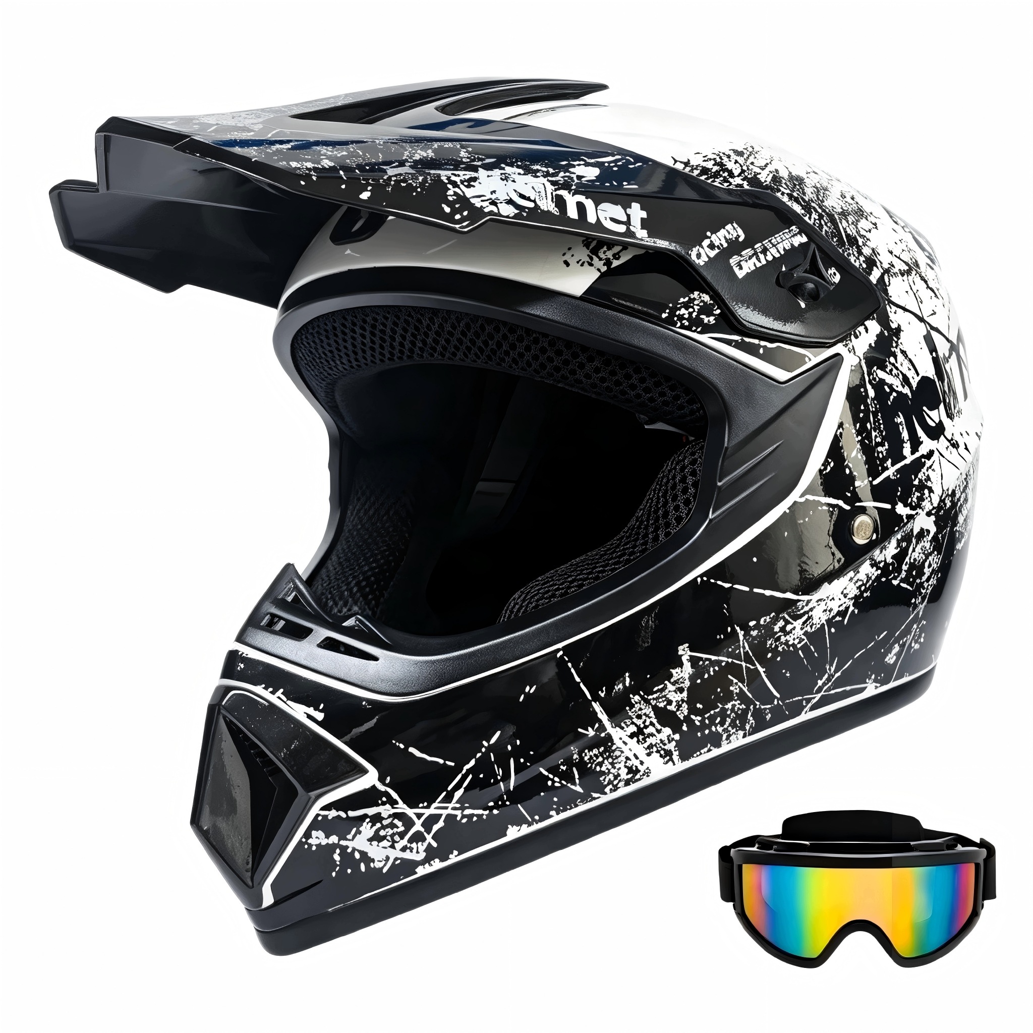 Kask Motocyklowy Crossowy Lekki Enduro Gogle Rozmiar M (55-56 cm)