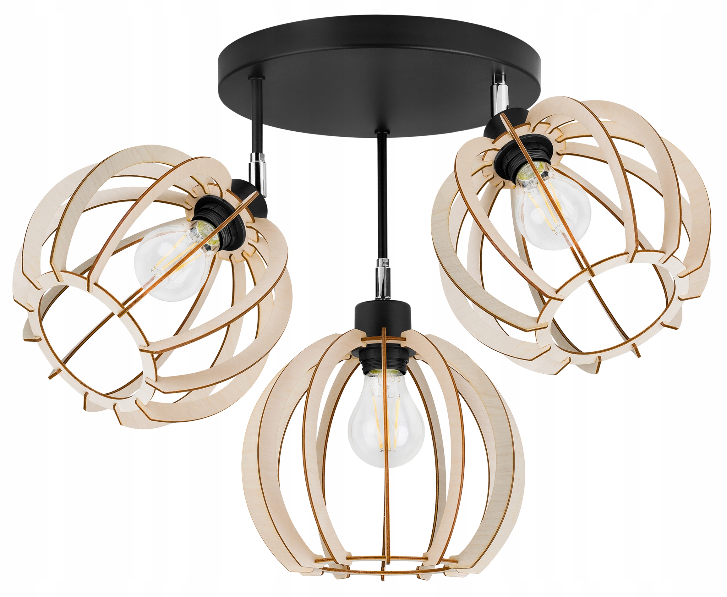 Závěsné Stropní Svítidlo S Trojitým Dřevěným Lustrem, Moderní Boho Led