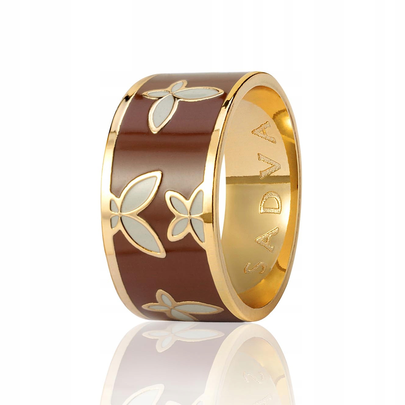 

Pierścionek pozł. emalia brązowa z motylami Sadva