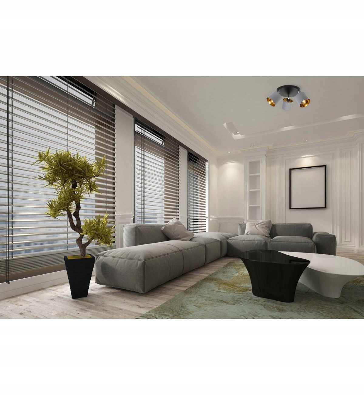 Plafon LAMPA SUFITOWA ABAŻUR szaro-złoty ŻYRANDOL Marka Light Home