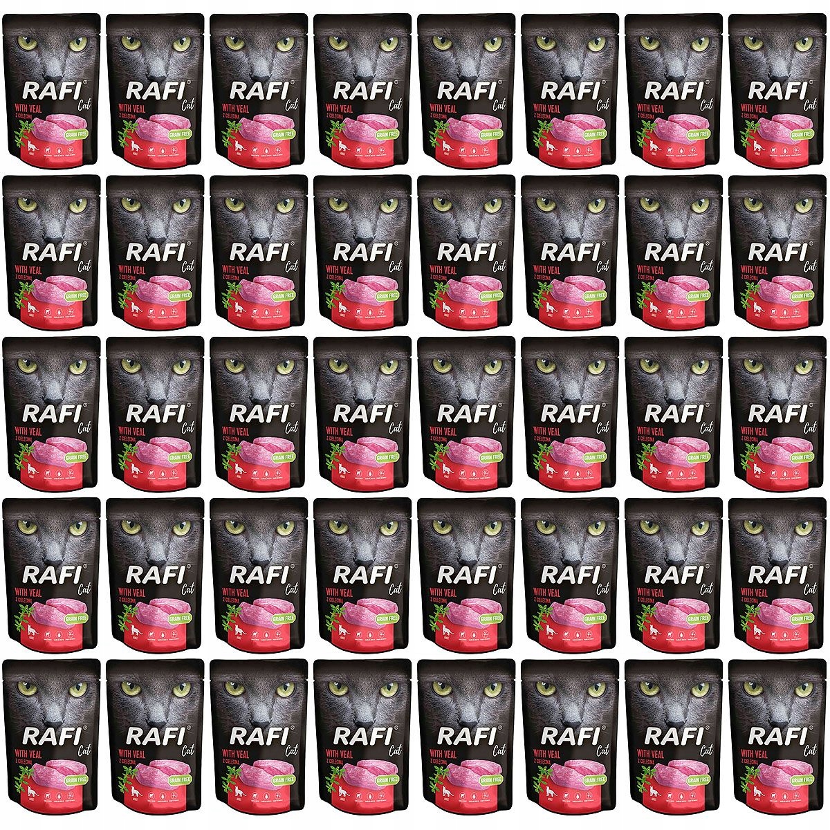 Levně Rafi Cat mokré krmivo pro kočky Telecí maso Bez Obilovin Dolina Noteci 40x100 g