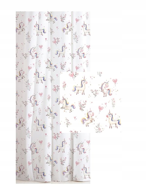 Závěs Jednorožec Záclony s páskou Dětský pokoj Záclona Koník š. 120x160