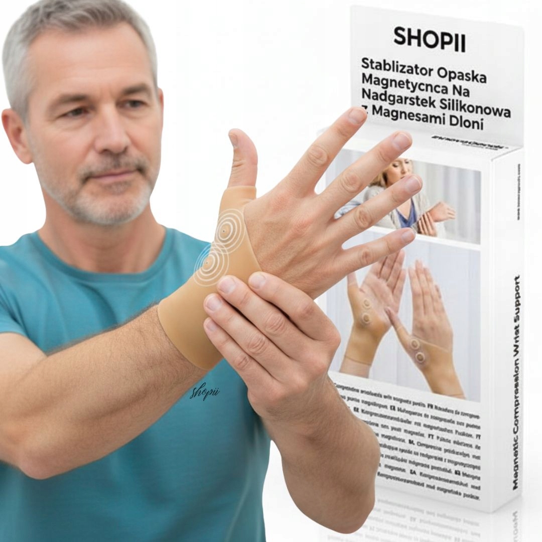 OPASKA MAGNETYCZNA NA NADGARSTEK DŁOŃ STABILIZATOR NADGARSTKA Z 4 MAGNESAMI