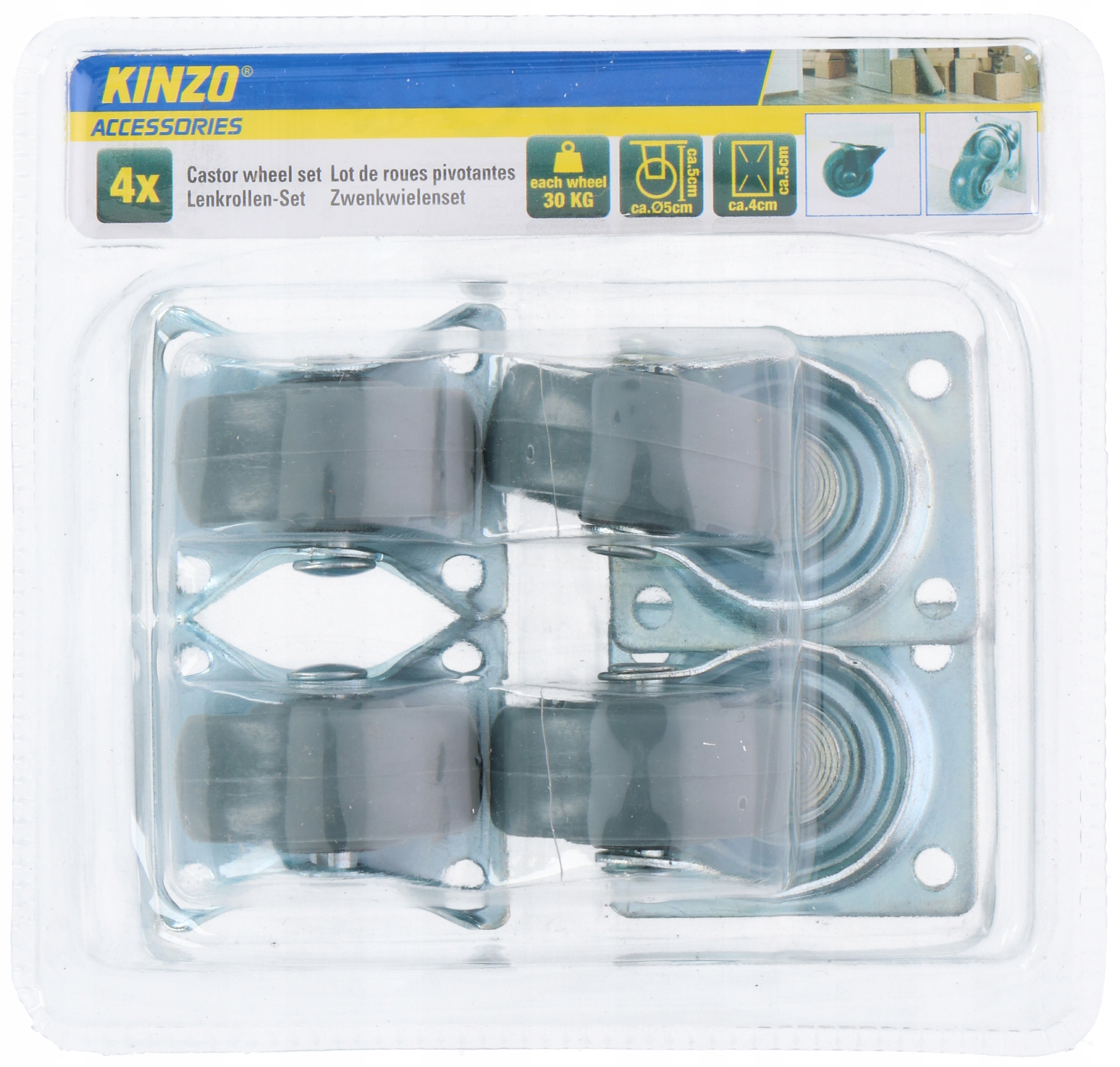 

Zestaw Kółek Kółka Obrotowe i stałe 4 szt. Kinzo