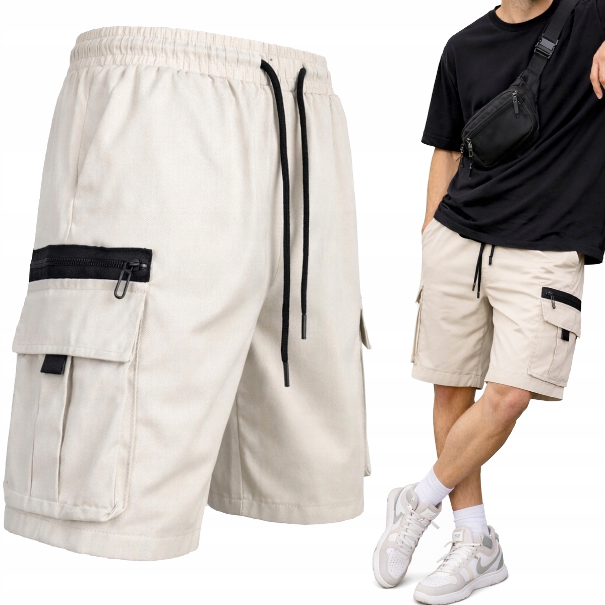 Bojówki krótkie Spodenki Męskie Cargo szorty spodnie Z Kieszeniami 545b M