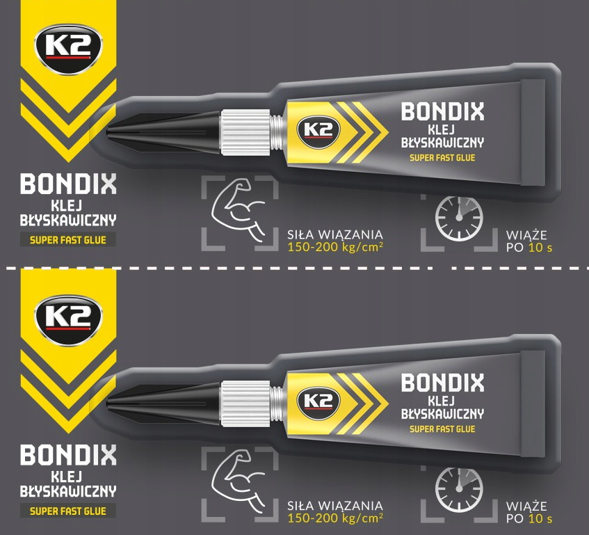 2x SUPER SZYBKOSCHNĄCY KLEJ UNIWERSALNY K2 BONDIX