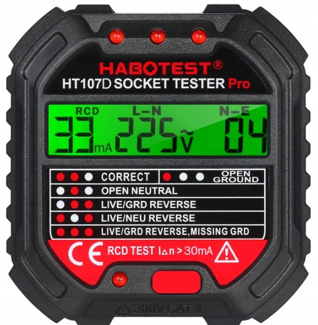 

Habotest Tester gniazd z wyświetlaczem cyfrowym