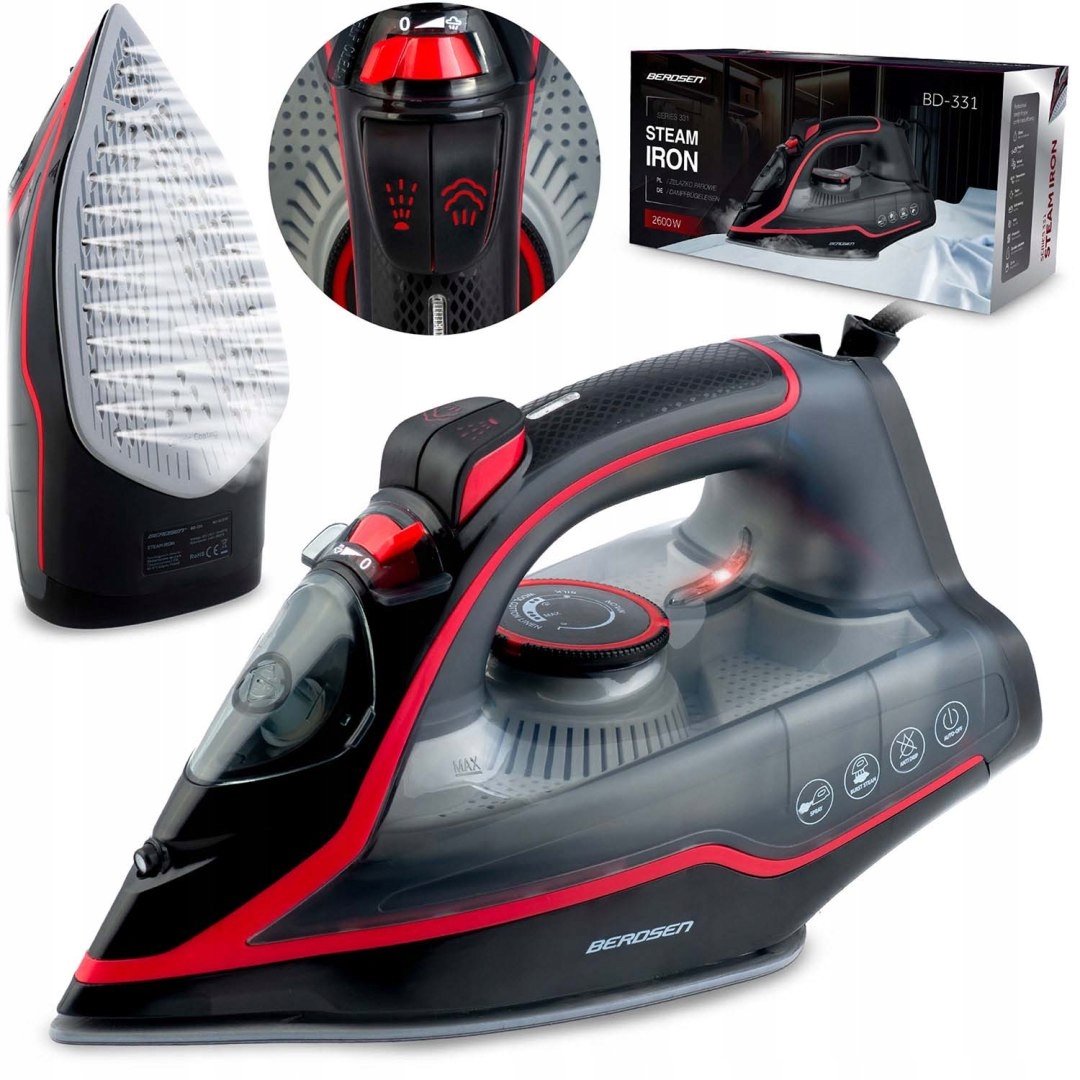 Napařovací Žehlička 2600W Berdsen BD-331 s keramickým povrchem, vertikálně provoz Berds