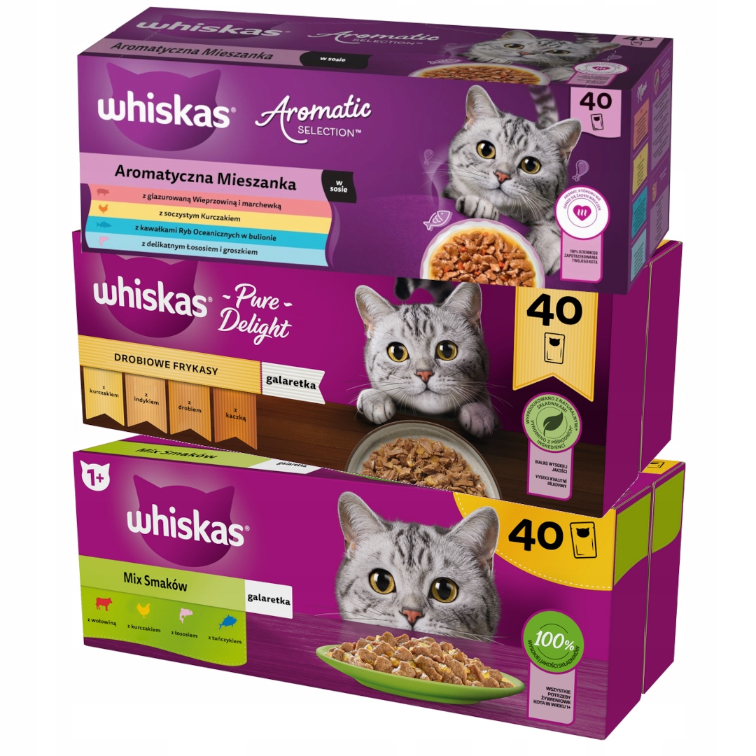 Whiskas Adult 120x85g Mokra Karma Dla Kota Mix Smaków w Galaretce i Sosie