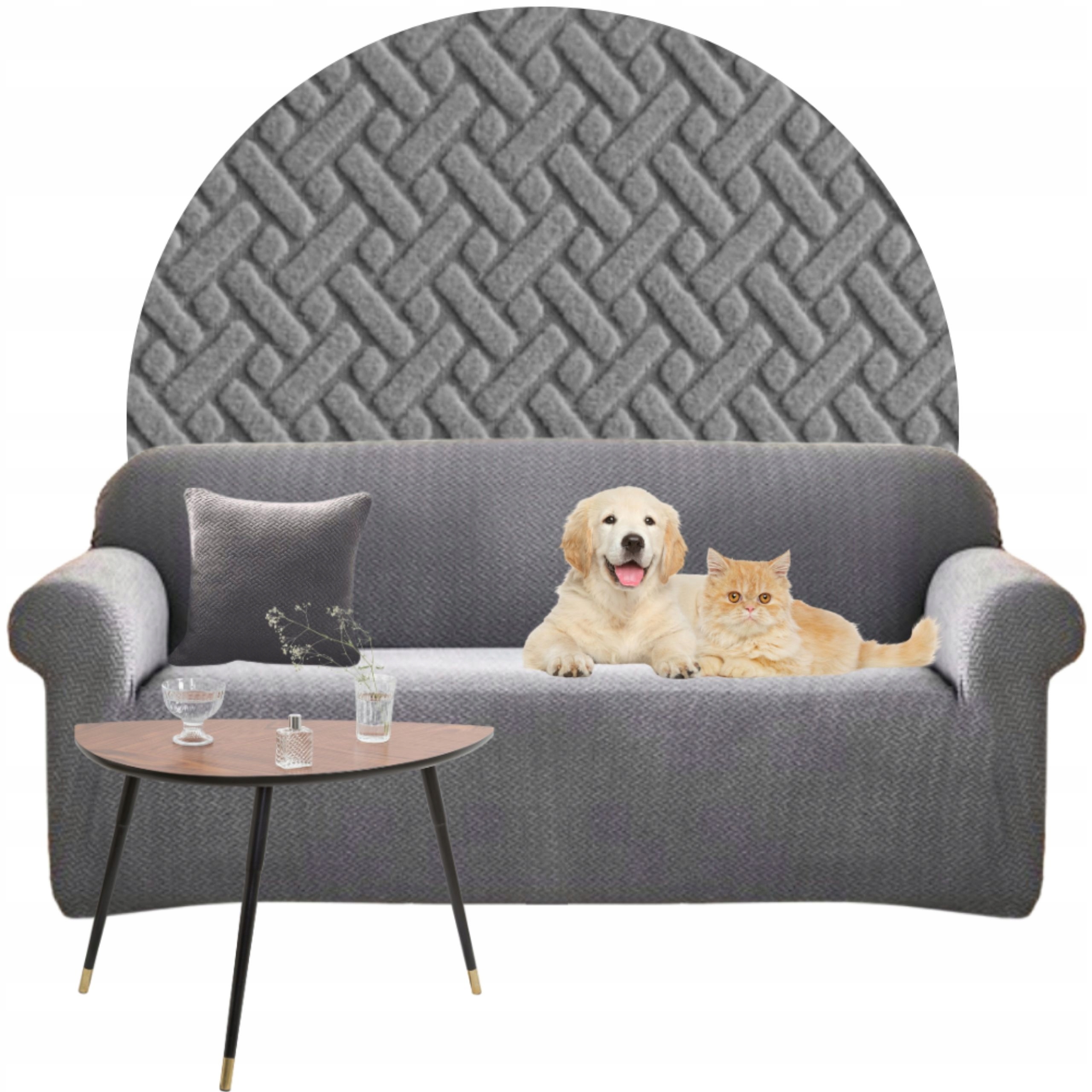 Potah Na Pohovku Rohový Elastický Žakár Jedle 190-230 Oeko Tex