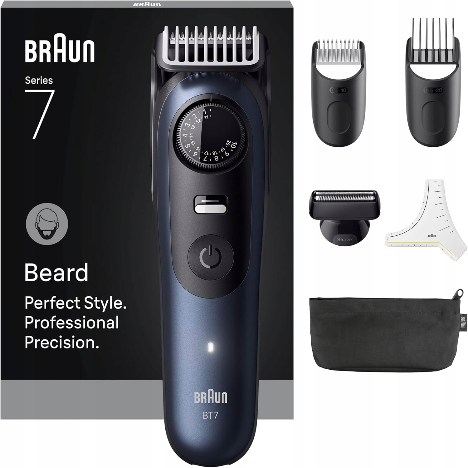 Zastřihovač vousů Braun BT7520 s barberskými doplňky