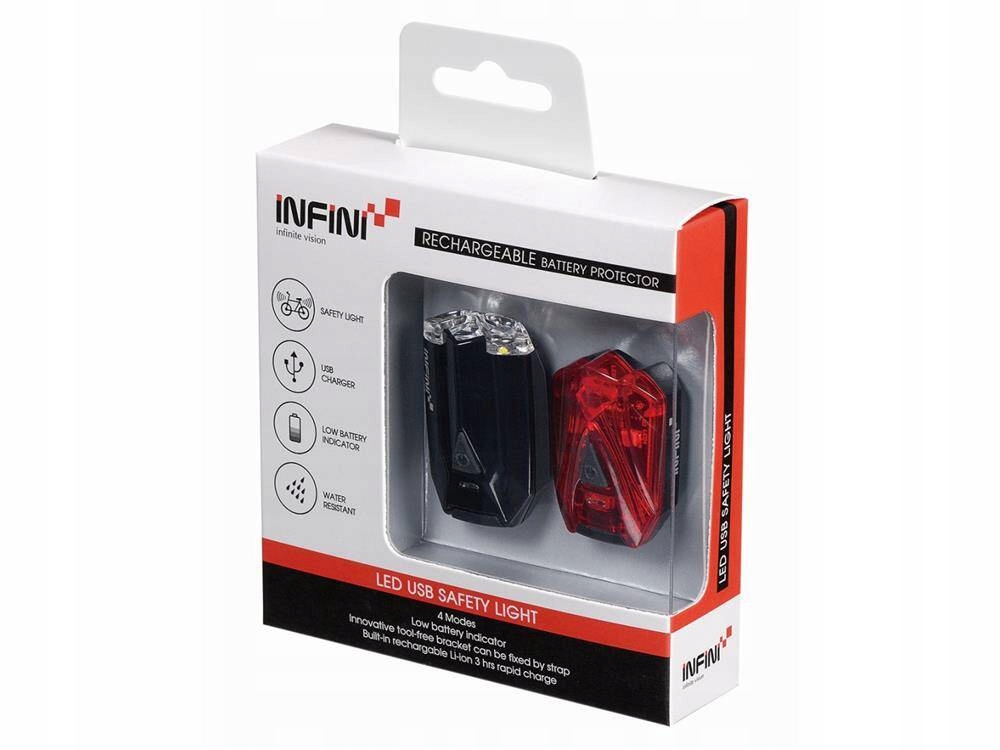 Přední zadní světla na kolo Infini Lava Set, 80 lm 15 lm, Usb Komplet