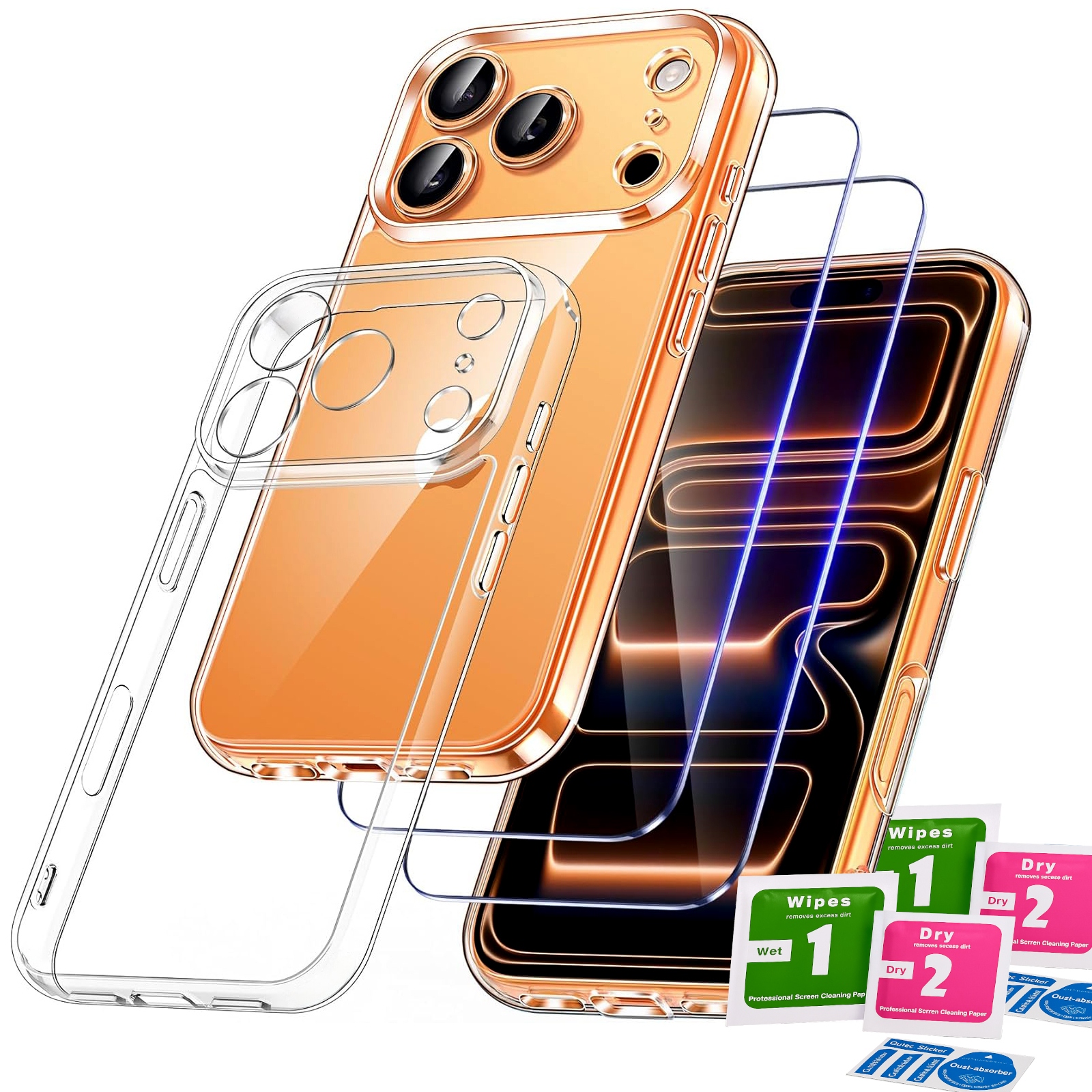 Etui do iPhone 17 Pro Wzmacniane Clear Case Przezroczyste 2MM 2x Szkło 9H
