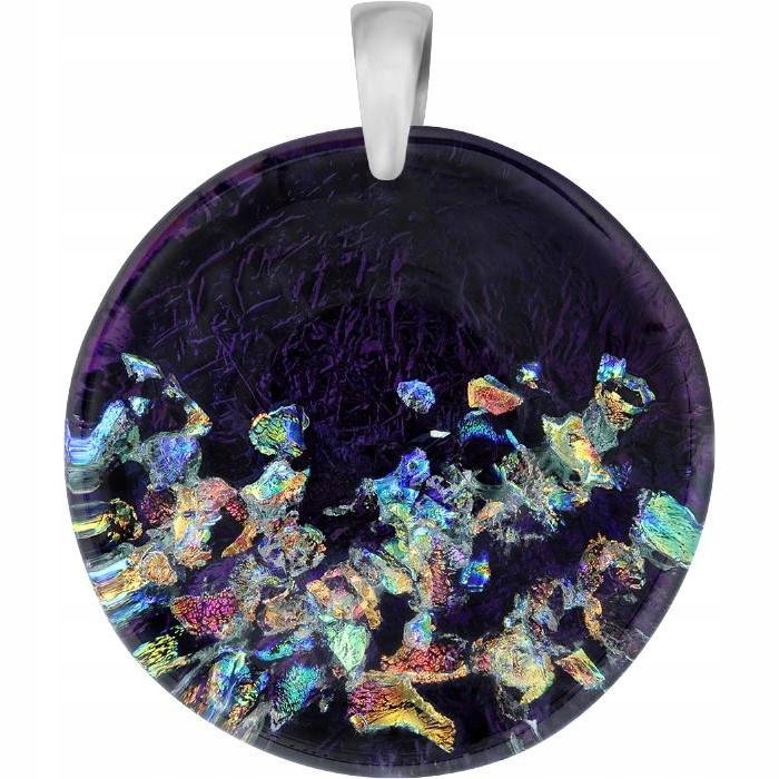 Dámský černý přívěsek Harf sklo murano kolečko