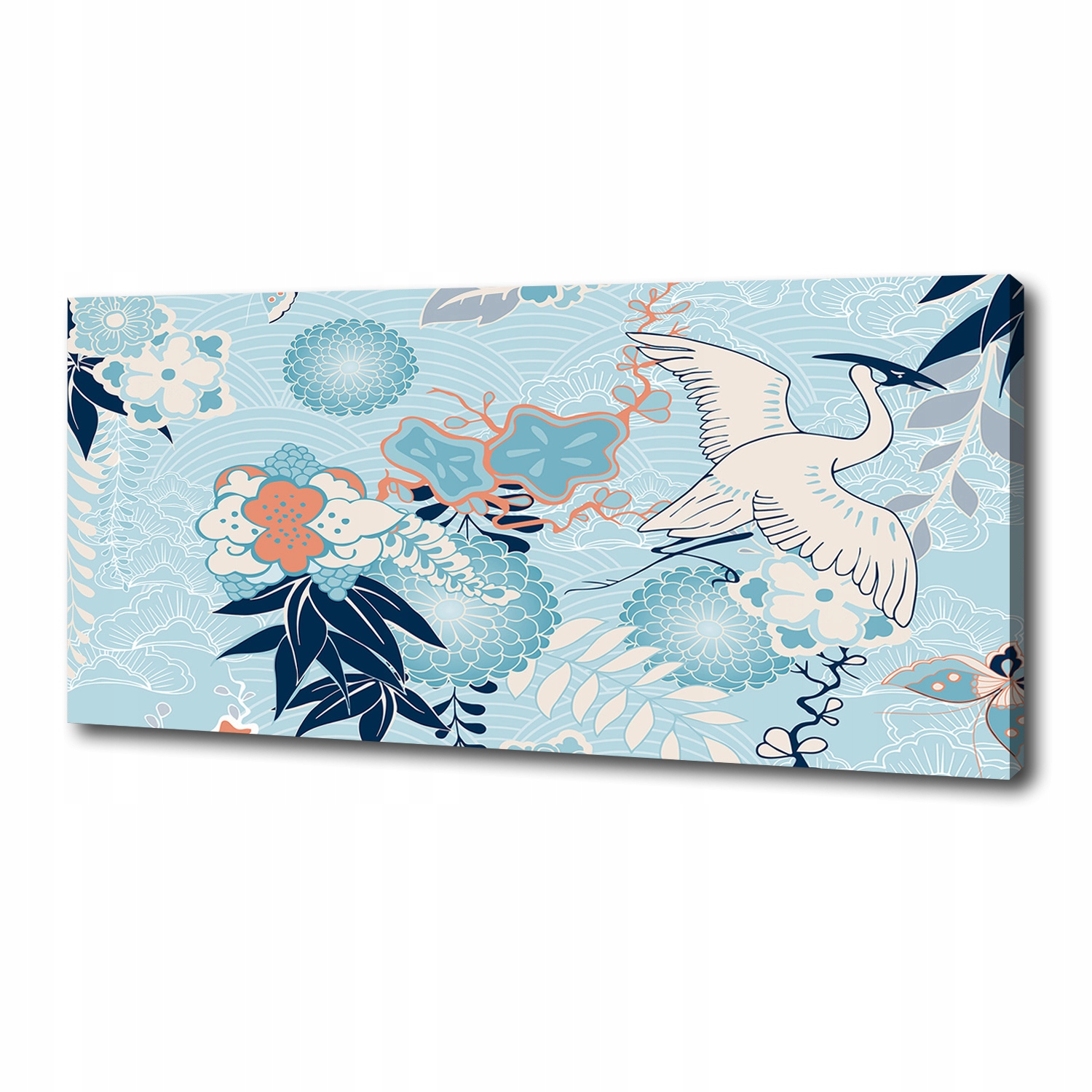 

Foto obraz na płótnie Żuraw i kwiaty 125x50 cm