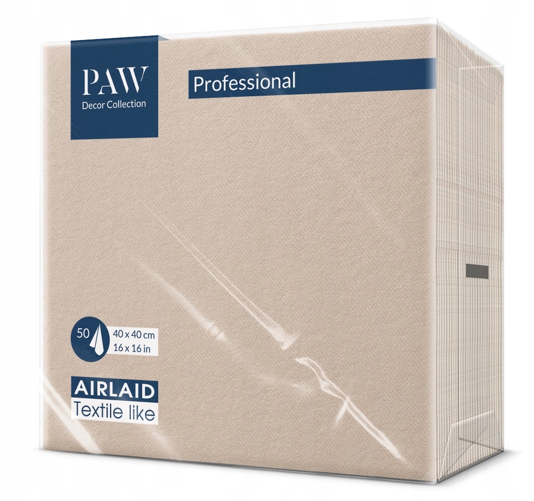 Serwetki Flizelinowe 40x40 Beżowe Paw 50 Szt
