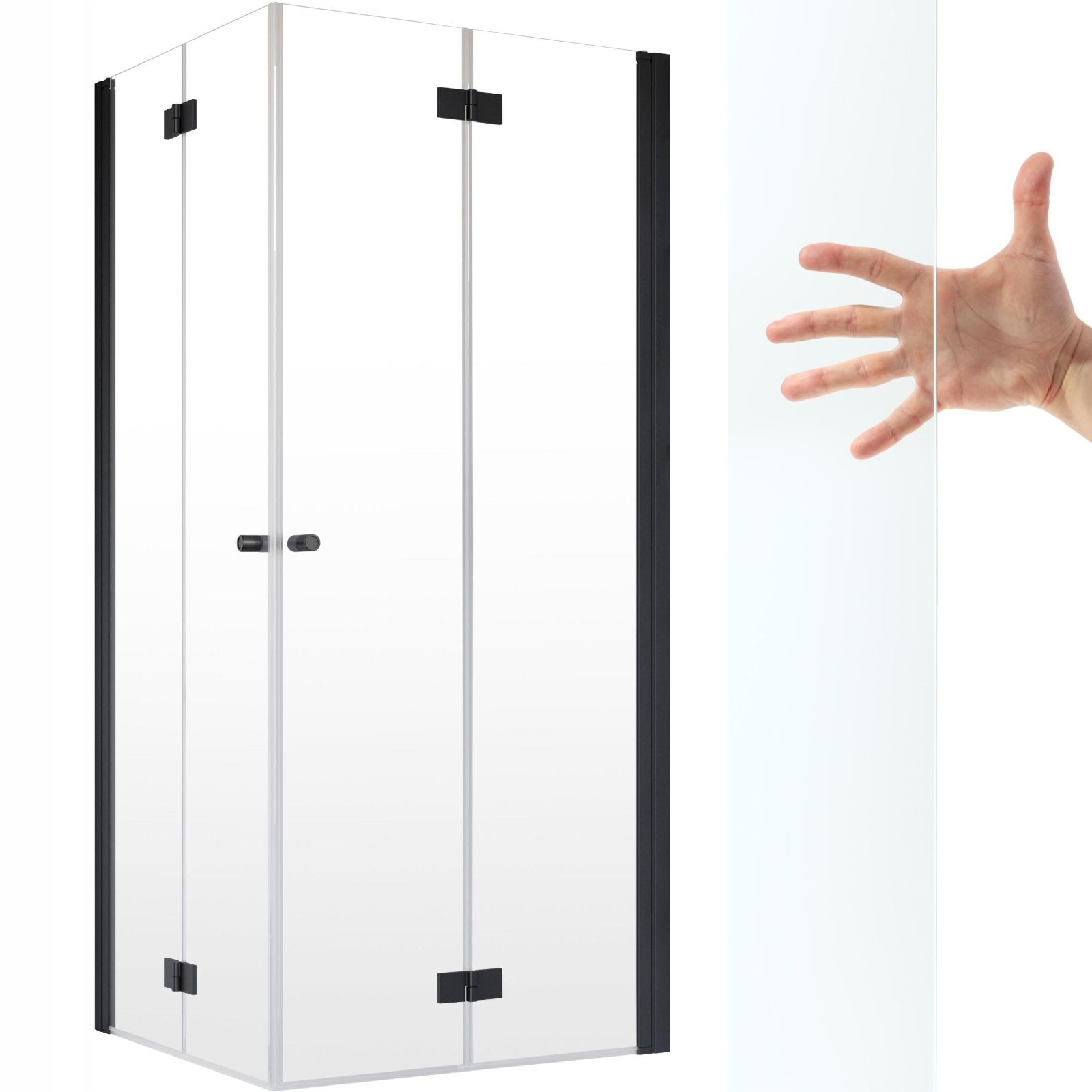 Kabina Radaway Nes Black Kdd B 80x90 szkło czyste