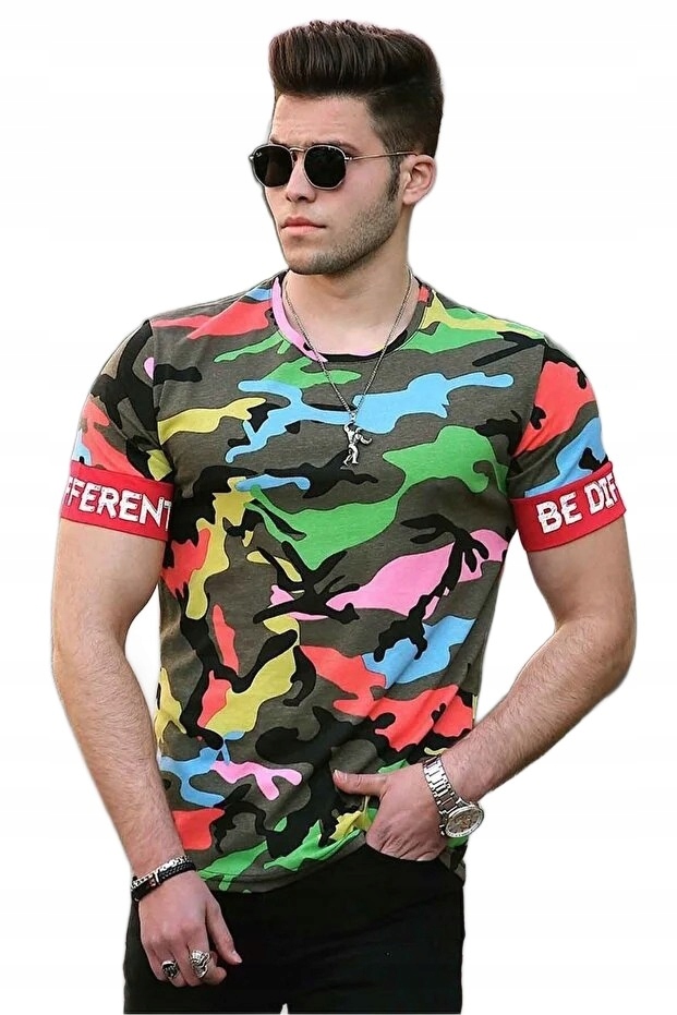 Madmext Pánské Tričko Maskáčový Vícebarevné S Potiskem Na Rukávech, Velikost M 5DA