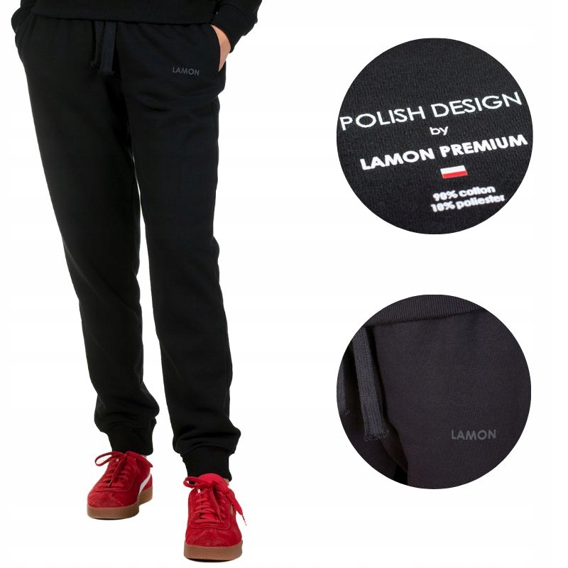 Černé teplé a měkké dámské tepláky polské značky Lamon Premium S