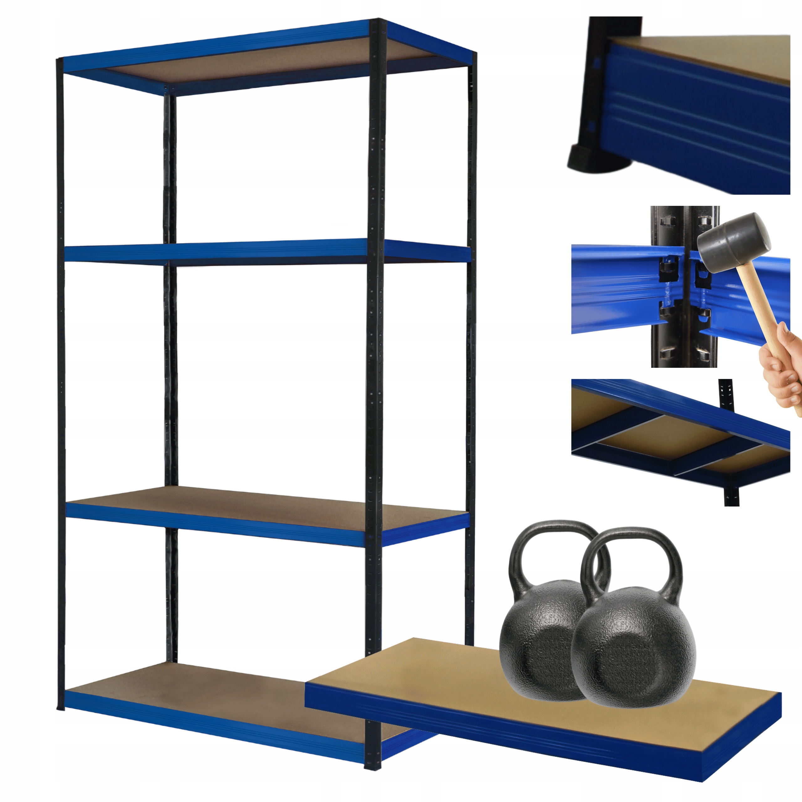 Kovový skladový regál s garážovým stojanom Helios 180x90x45 cm 4Px275 kg