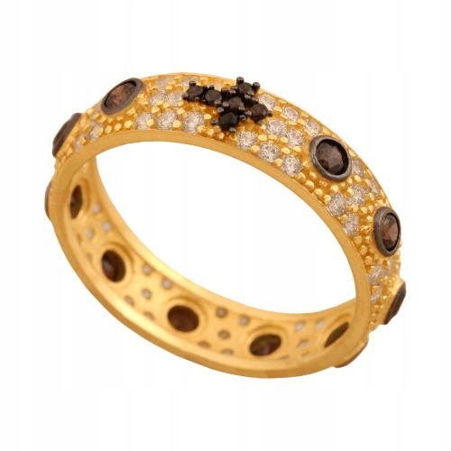 Růženec osázený zirkony a kameny v bronzové barvě ze zlata 585