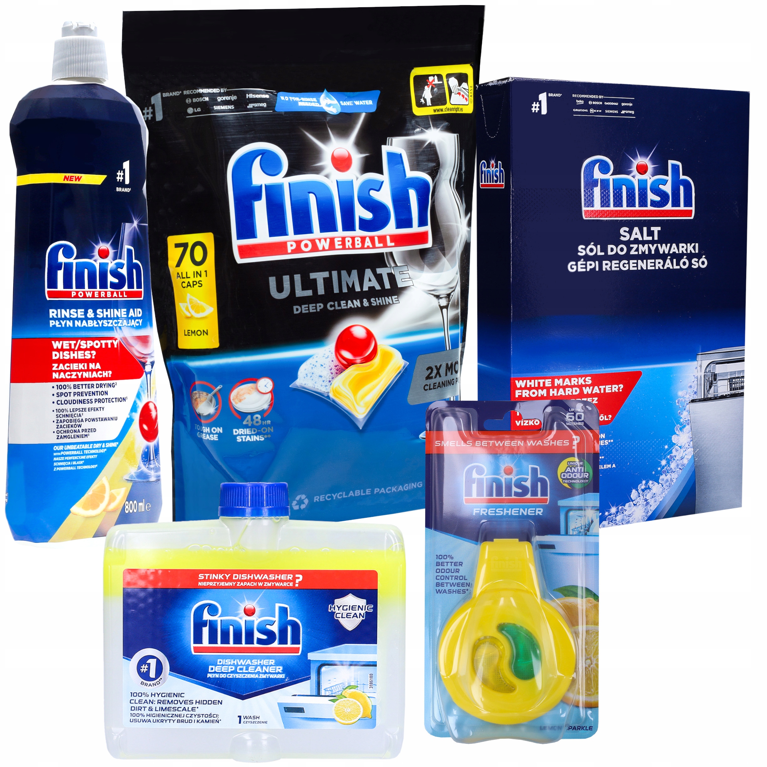 Sada Finish do myčky na nádobí Kapsle 70ks Leštidlo Sůl Čistič Vůně