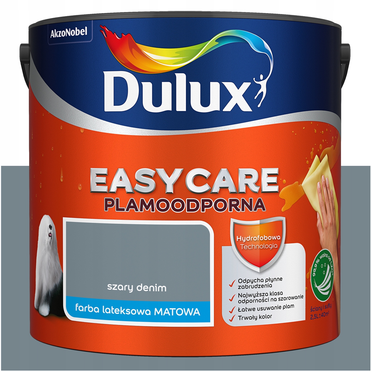 Barva na stěny stropů odolná vůči skvrnám Dulux Easycare Šedý denim 5L