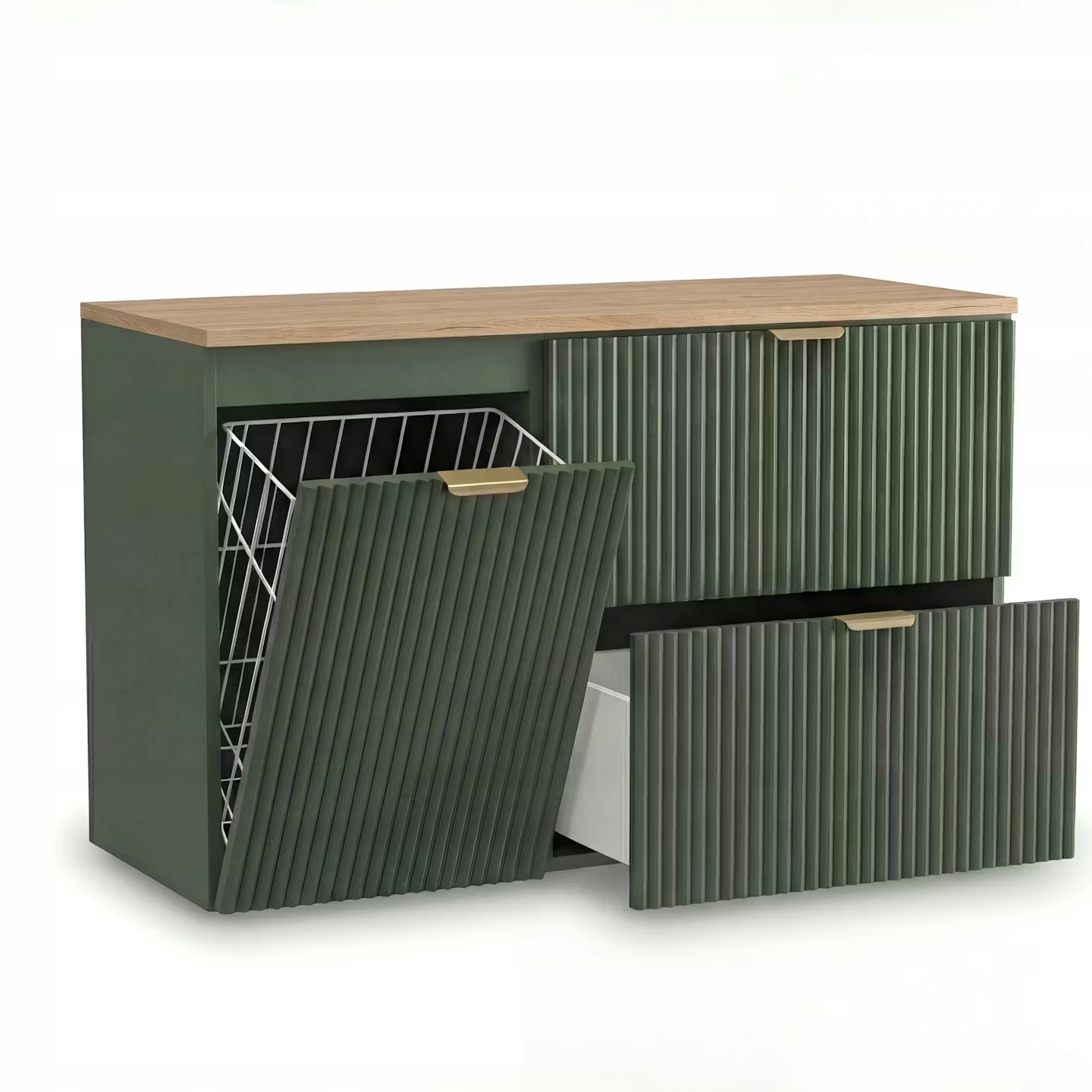 Skříňka pod umyvadlo s košem na prádlo 100 cm Šalvěj s deskou Ořech Willy