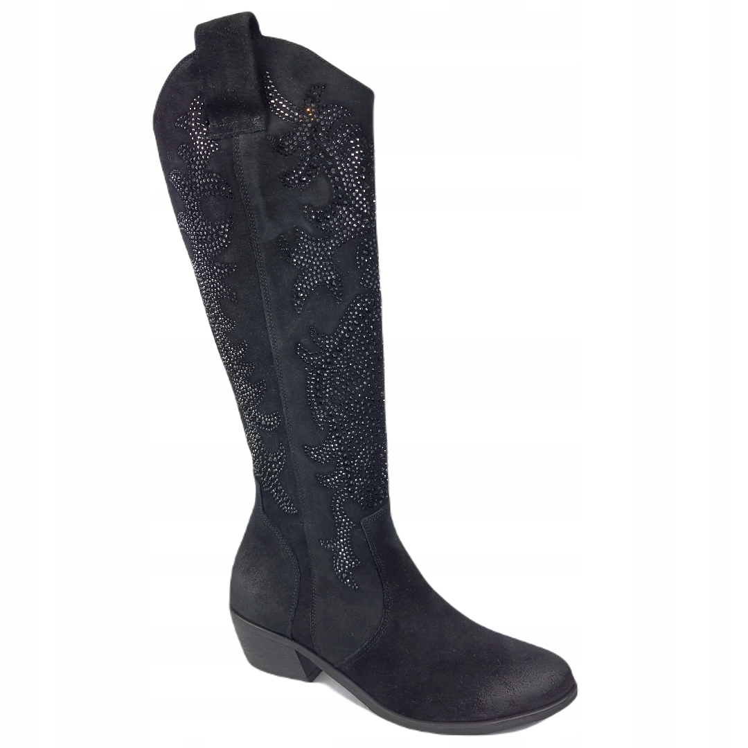 Dámské kozačky Exqusite 1458 Černá/velur 36, Černá