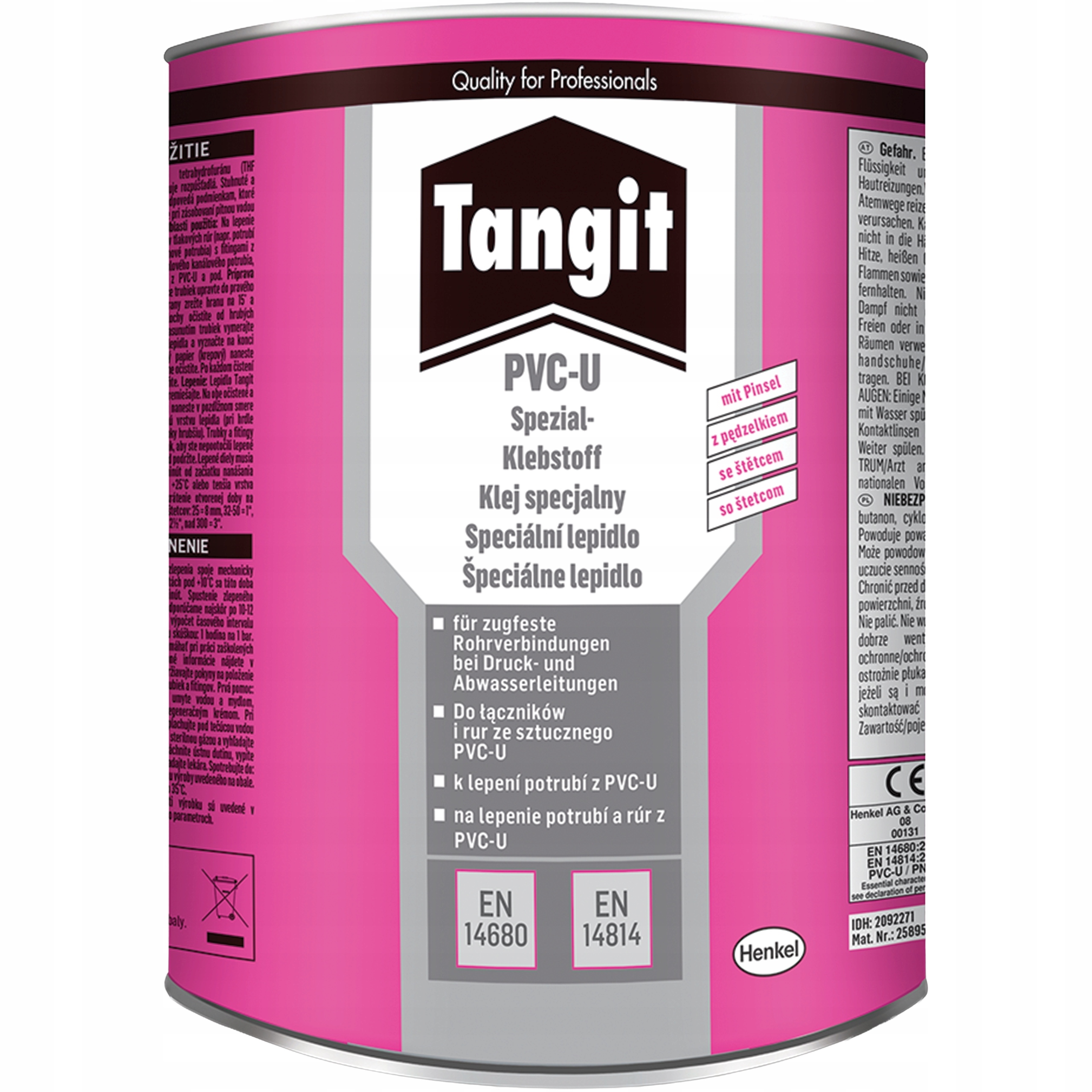 Klej Specjalistyczny Do Instalacji Rur Pvc Tangit z Pędzelkiem 1 kg