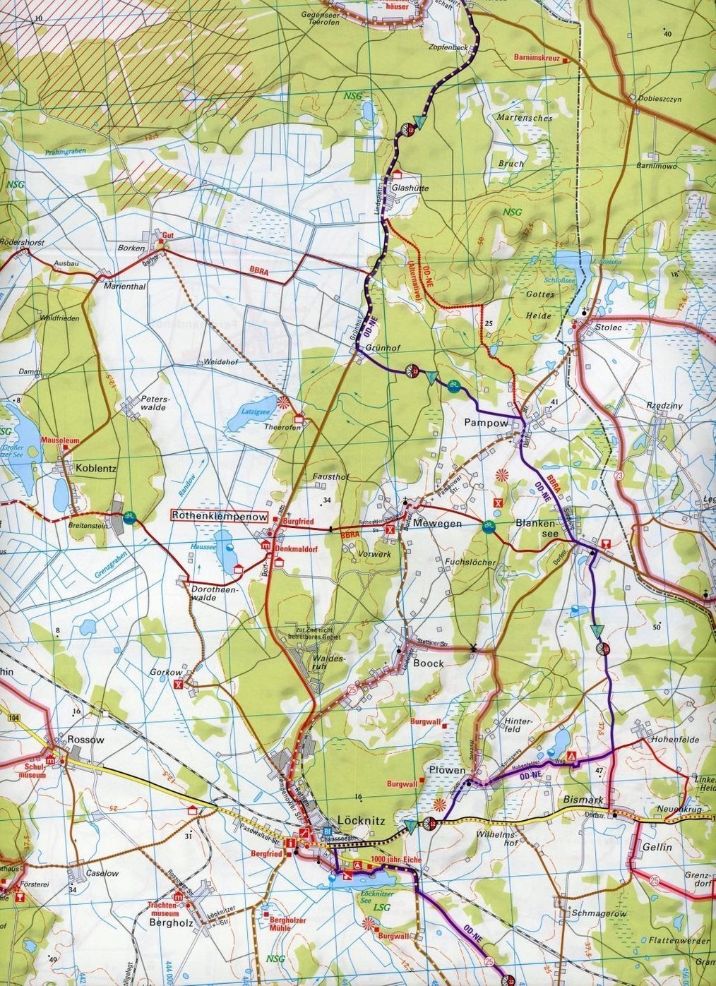 SPREEWALD POJ BERLIŃSKIE mapa rowerowa 1:75T ADFC Nośnik książka papierowa