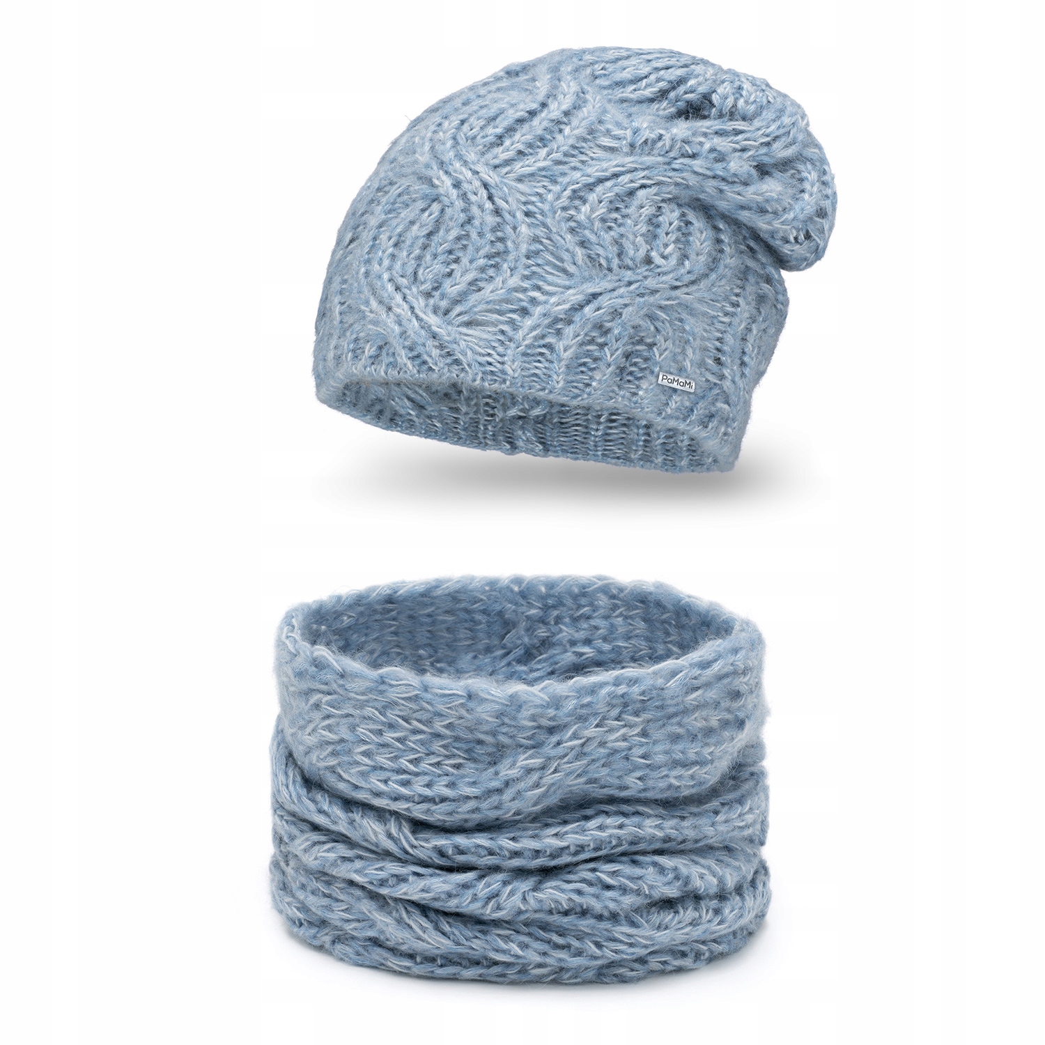 

Komplet PaMaMi, czapka i szalik - Baby blue